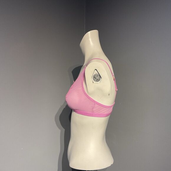 Aerie Pink Bra Size Large Sheer Floral Cover Double Straps - Picture 2 of 6